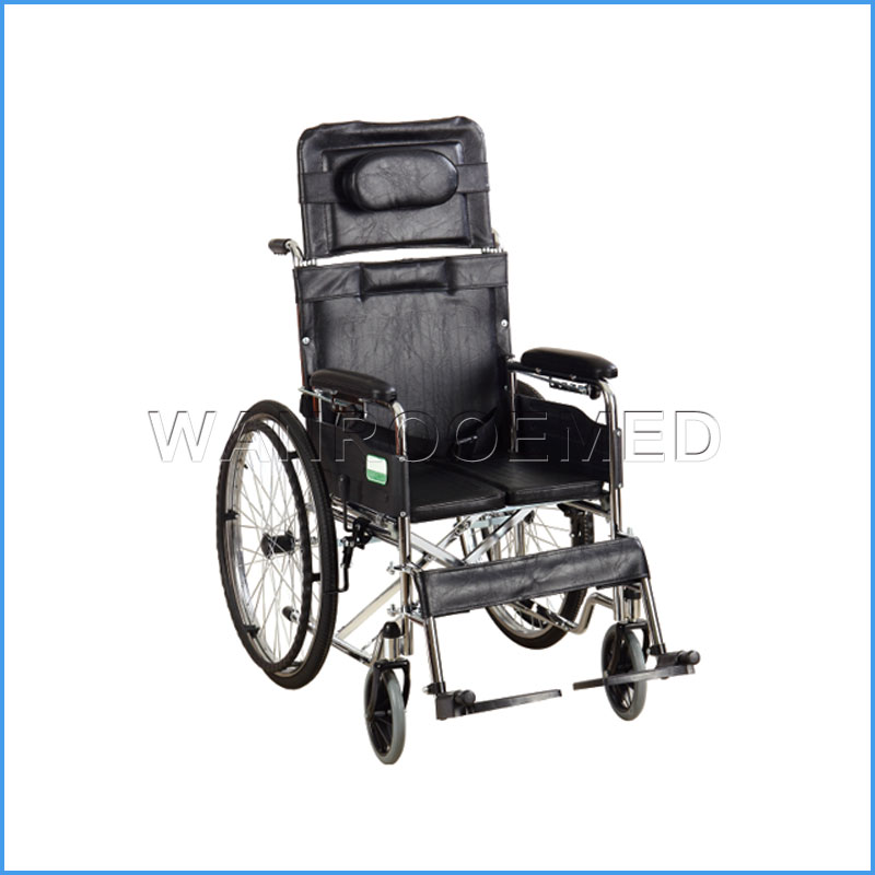 Prix ​​du fauteuil roulant pliant manuel en acier inoxydable BWHM-1A7