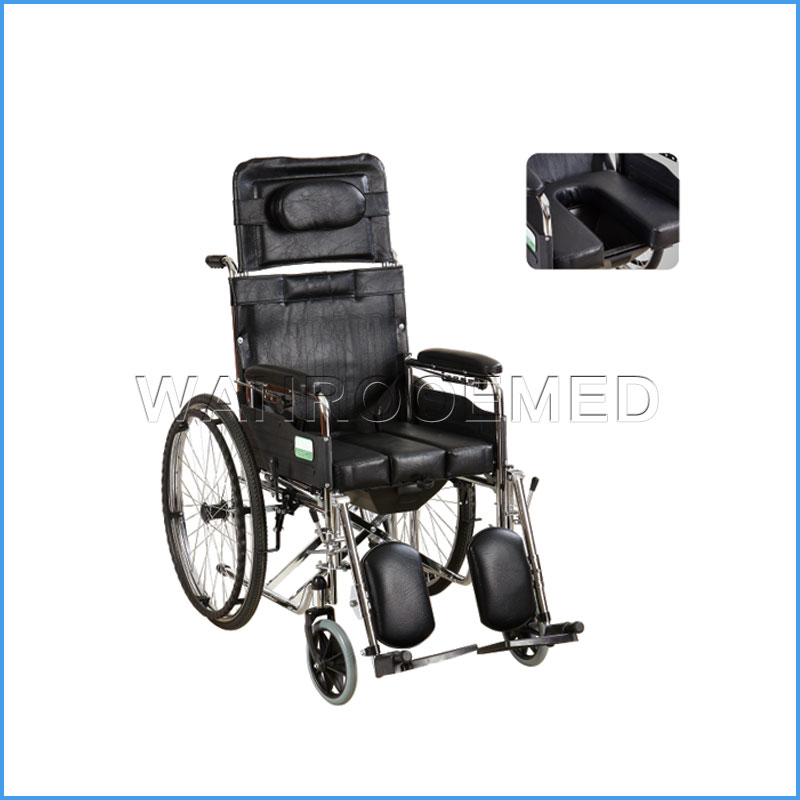 Fauteuil pliable manuel à roues en acier de meubles en gros de l'hôpital BWHM-1A8-1