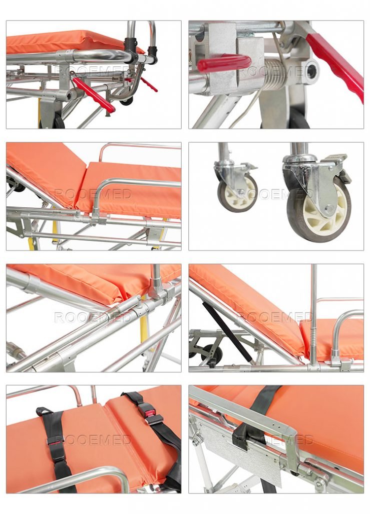 patient ambulance stretcher,medical stretcher,foldable stretcher with wheels,ambulance stretcher,foldable stretcher 