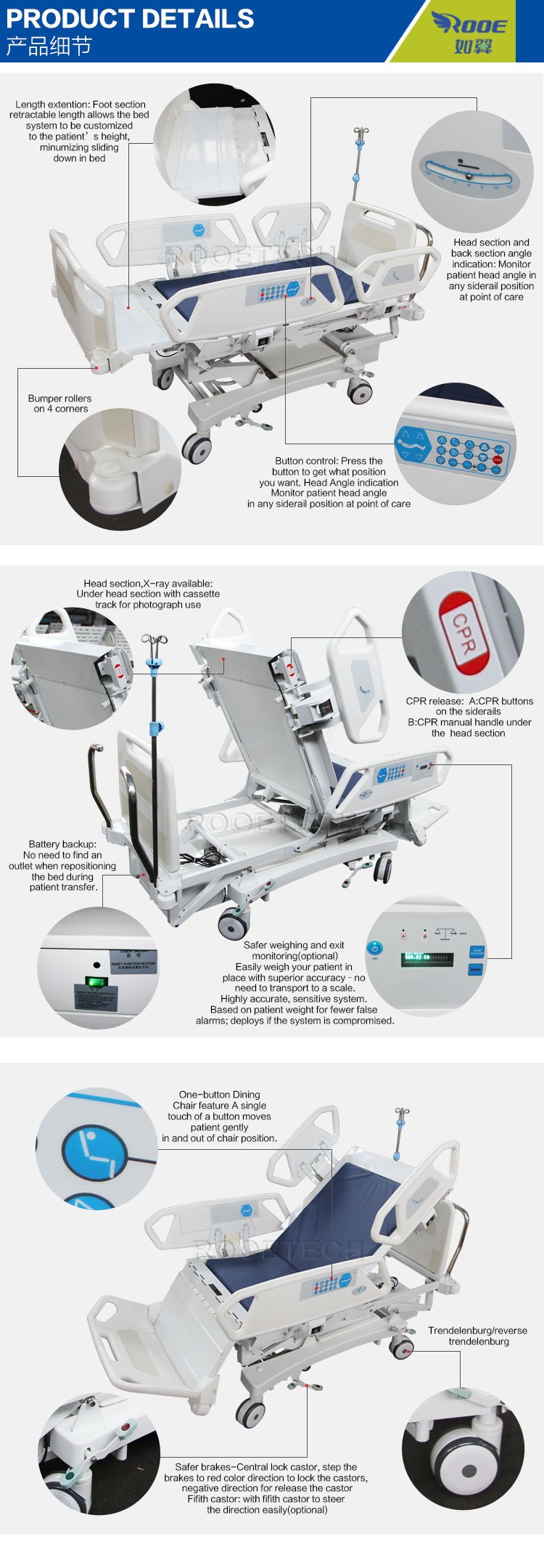full electric medical bed,residential hospital beds,hospital bed extension,multi function bed,clinic bed