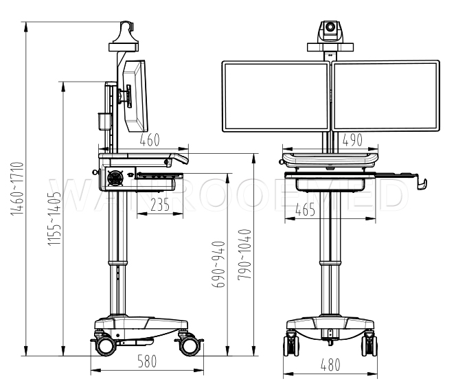 computer cart, computer mobile workstation, workstation cart