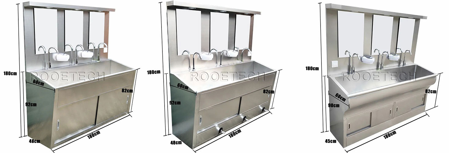 surgical scrub sink, surgical washing basin, wash basin with foot pedal, scrub sink for operating room