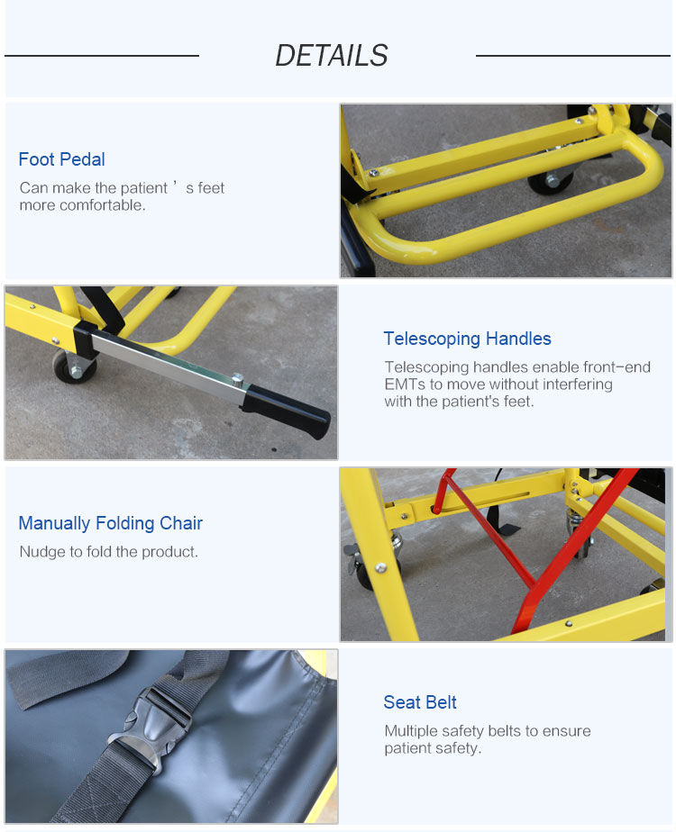 manual stair chair, stair stretcher, ambulance stair chair, stair transport chair