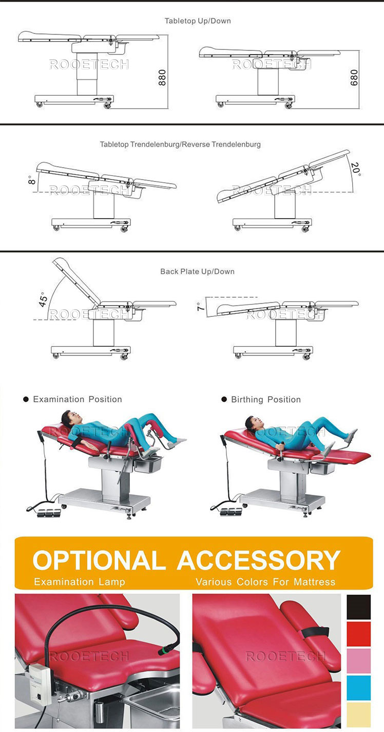 birthing table with stirrups, obstetric gynecology table