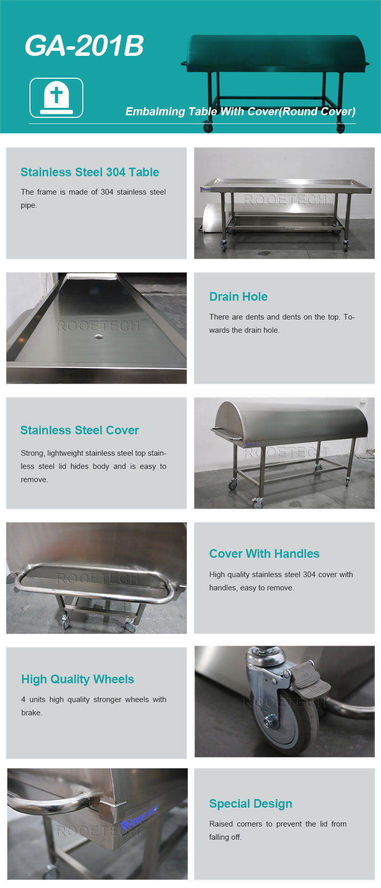 GA201B Stainless Steel Autopsy Table Mortuary Corpse Transport Trolley With Cover753.jpg