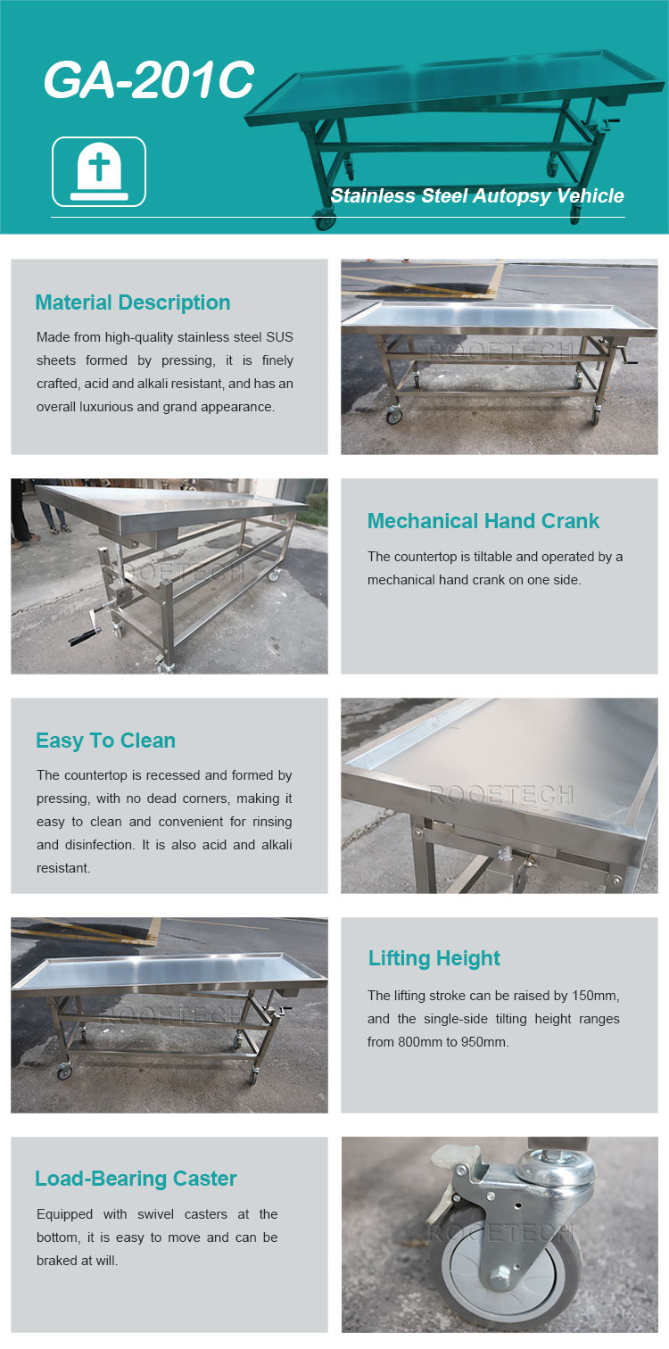 GA201C Medical Stainless Steel Autopsy Cart Liftable Vehicle Forensic Workstation Supporting0 (4).jpg