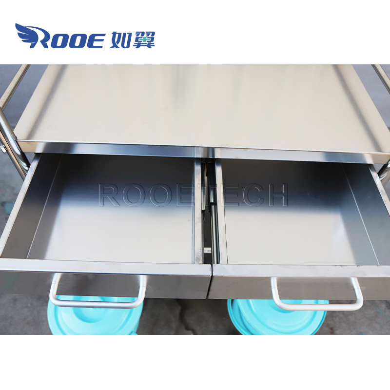 BSS300D2 Stainless Steel Medical Cart Ward Rounds Trolley Multifunction Cart (6).jpg