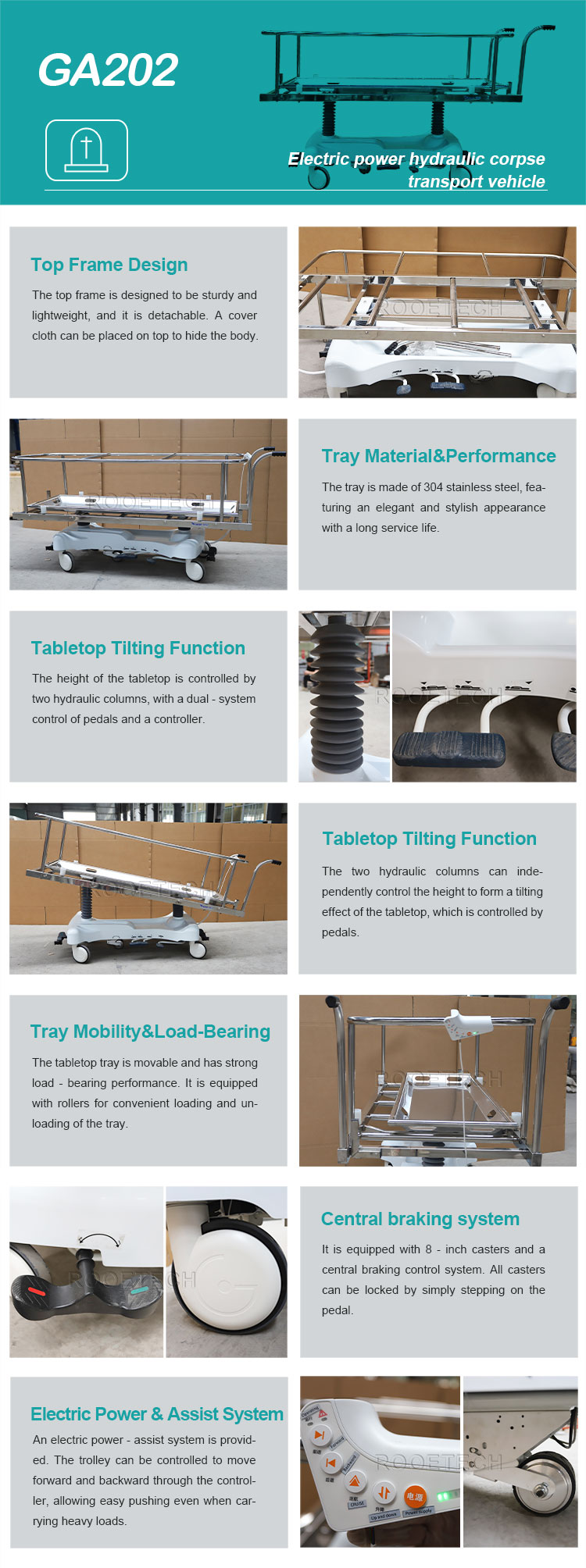 GA202 Electric Power Hydraulic Body Transport Trolley With Top Frame.jpg
