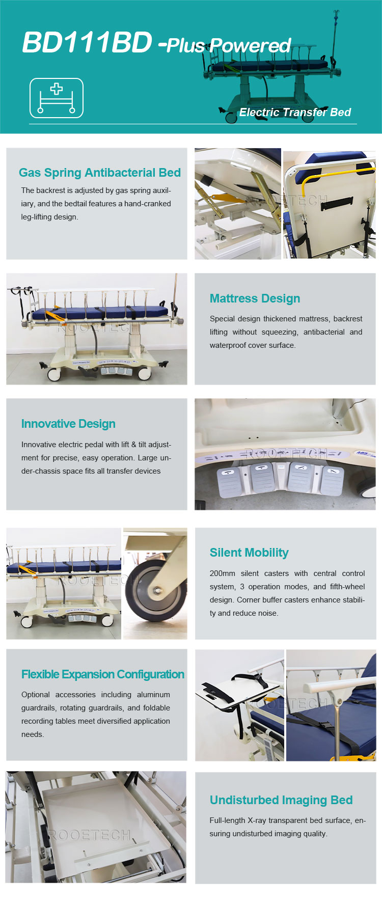 BD111BD Plus Powered Electric Transfer Trolley Hospital Stretcher Hydraulic Cart (2).jpg
