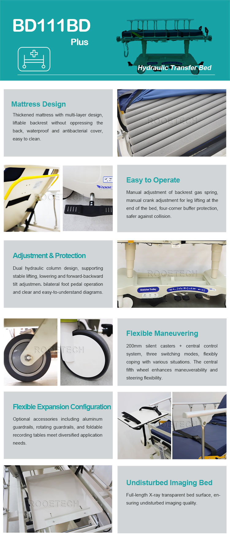 BD111BD Radiolucent Hydraulic Stretcher Patient Stretcher Trolley With Rotating Siderail (12).jpg