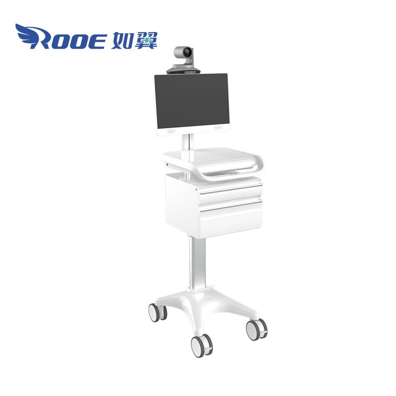 BWT-007 Plus Mobile Computer Cart Dual Monitor Workstation Electric Lifting Telehealth Cart