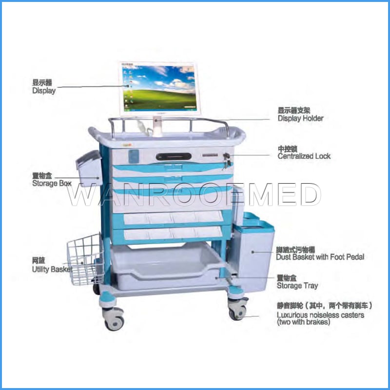 Chariot médical à ordinateur médical de chariot de soins hospitaliers BE-NT-78023A1 / B1