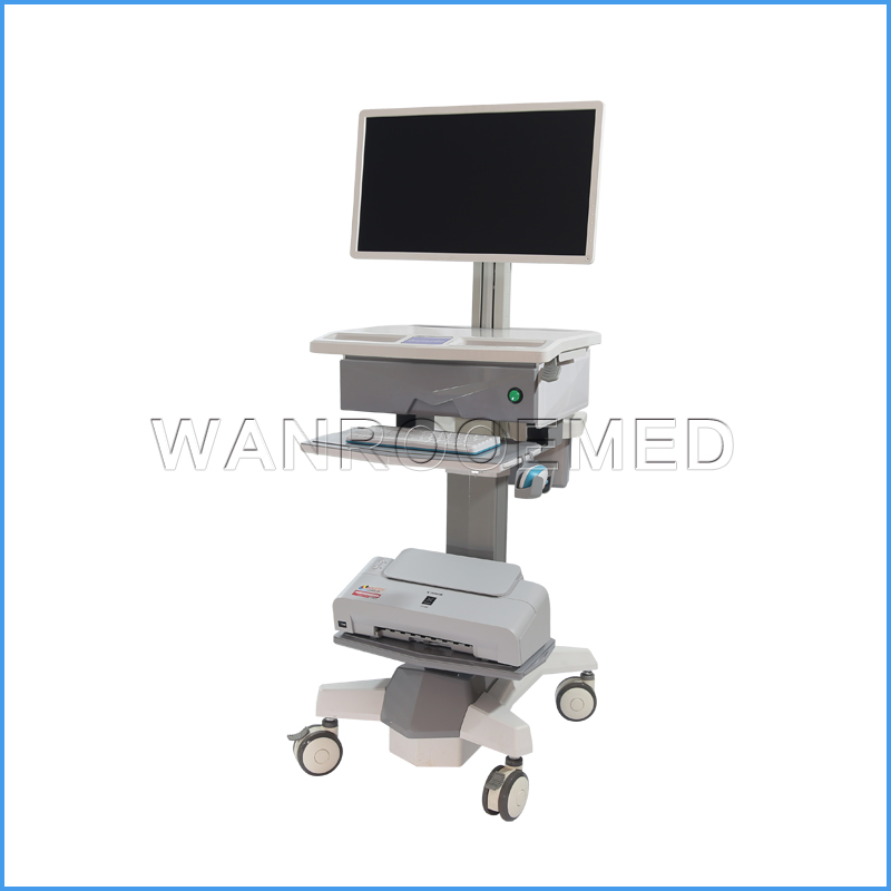 BWT-001D Hoapital Carro móvil ajustable HD Video Computer Medical Trolley