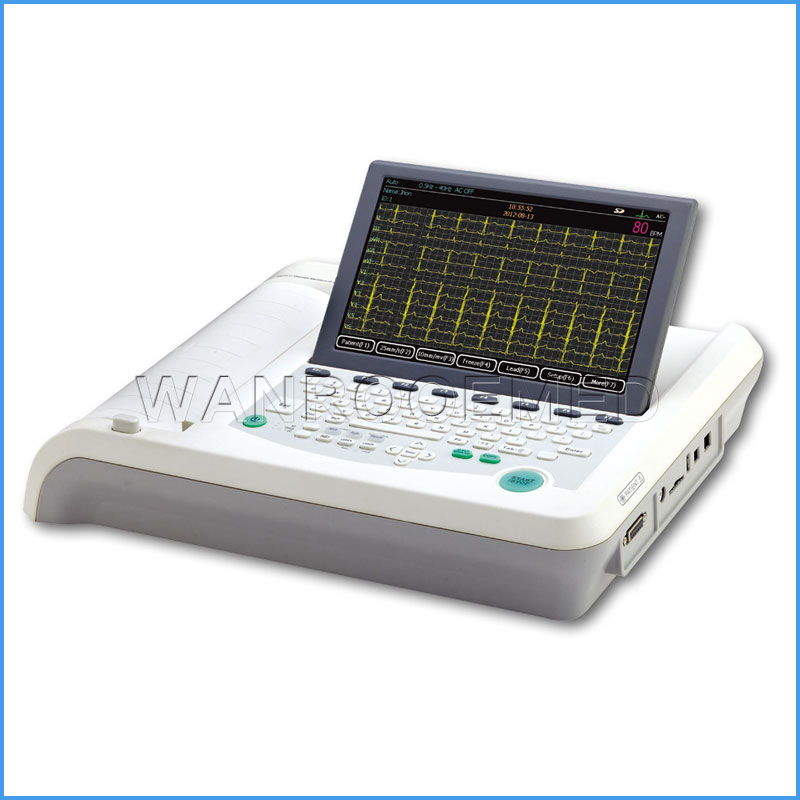 ECG1201 Monitor ECG portátil Digital Doce canales ECG médico