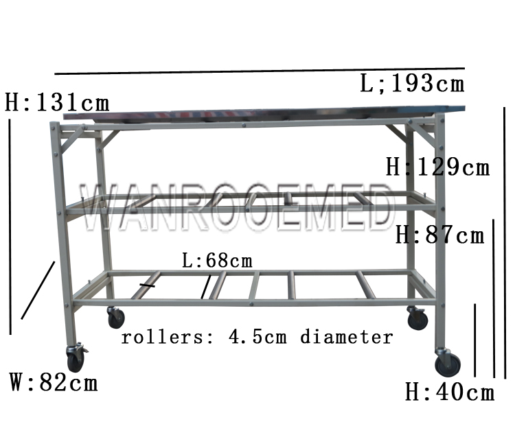 Stain Steel Coffin Rack Cadaver Storage Racks For Funeral Home