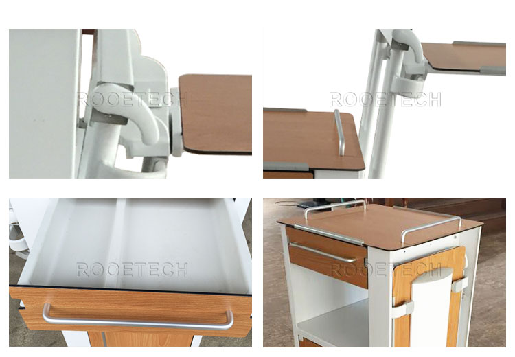 Adjustable Bedside Table On Casters Hospital Nightstand