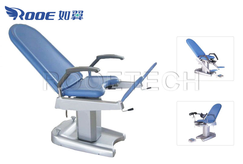 electric exam chair, exam table with stirrups