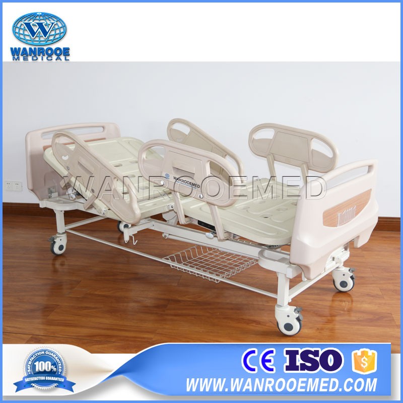 BAM208MC Medical Two Function Nursing Manual Hospital Bed With Rotary Type Siderail