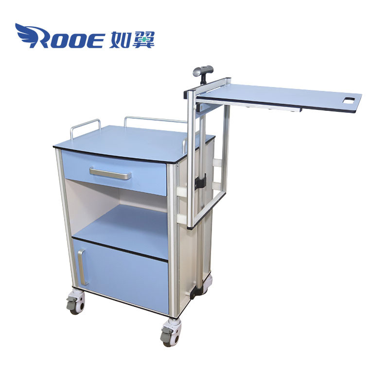 Adjustable Bedside Table On Casters Hospital Nightstand