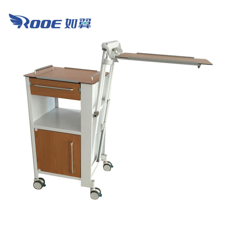 Adjustable Bedside Table On Casters Hospital Nightstand