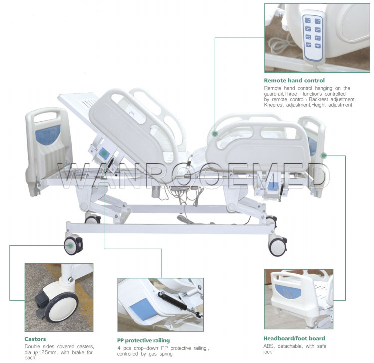 standard hospital bed, 3 function hospital bed, recovery bed, medical care bed, electric hospital bed standard hospital bed, 3 function hospital bed, recovery bed, medical care bed, electric hospital bed