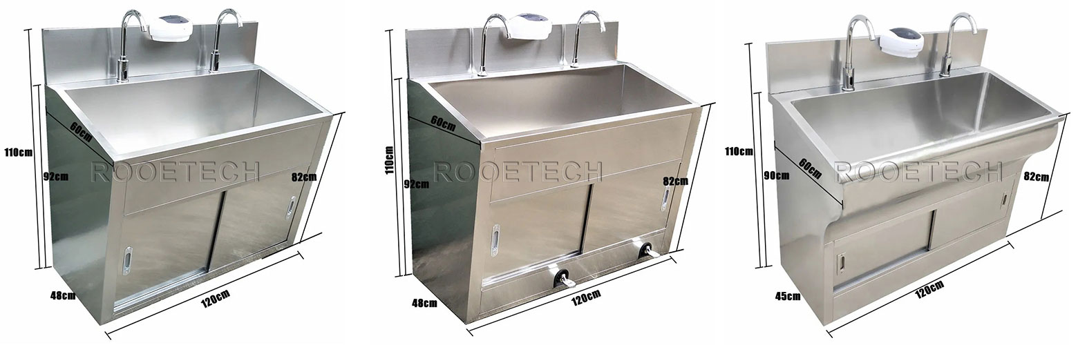surgical scrub sink, surgical washing basin, wash basin with foot pedal, scrub sink for operating room