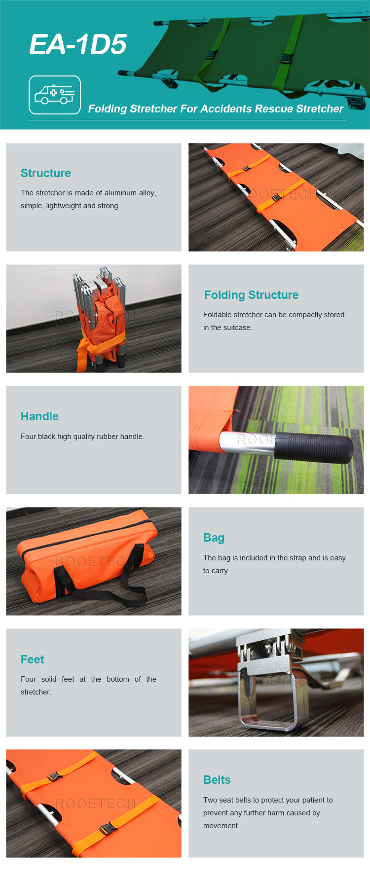 folding pole stretcher, lightweight stretcher, folding stretcher with handles&nbsp;