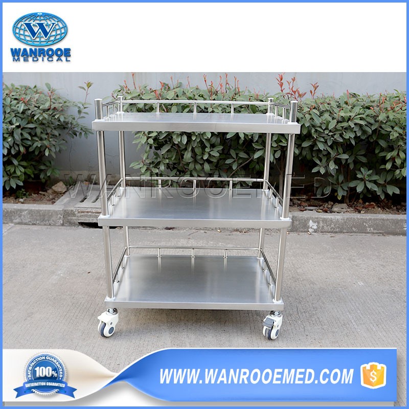 BSS300/301 Durable Medical Surgical Stainless Steel Instrument Three Layer Trolley