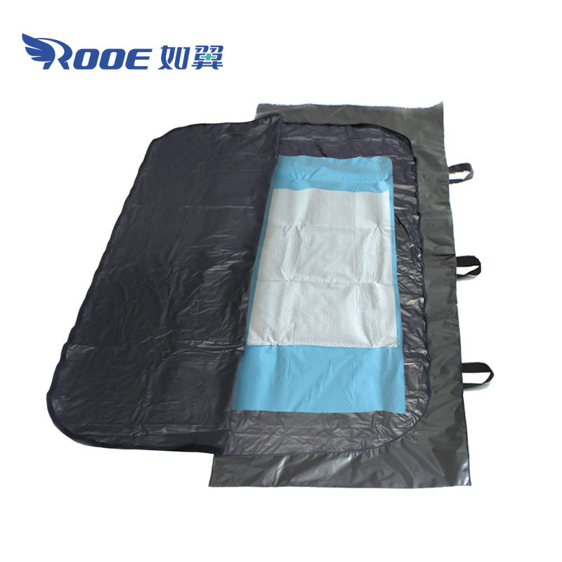 GA401 Morgue Black Dead Body Bag Crime Scene Use With 6 Handles