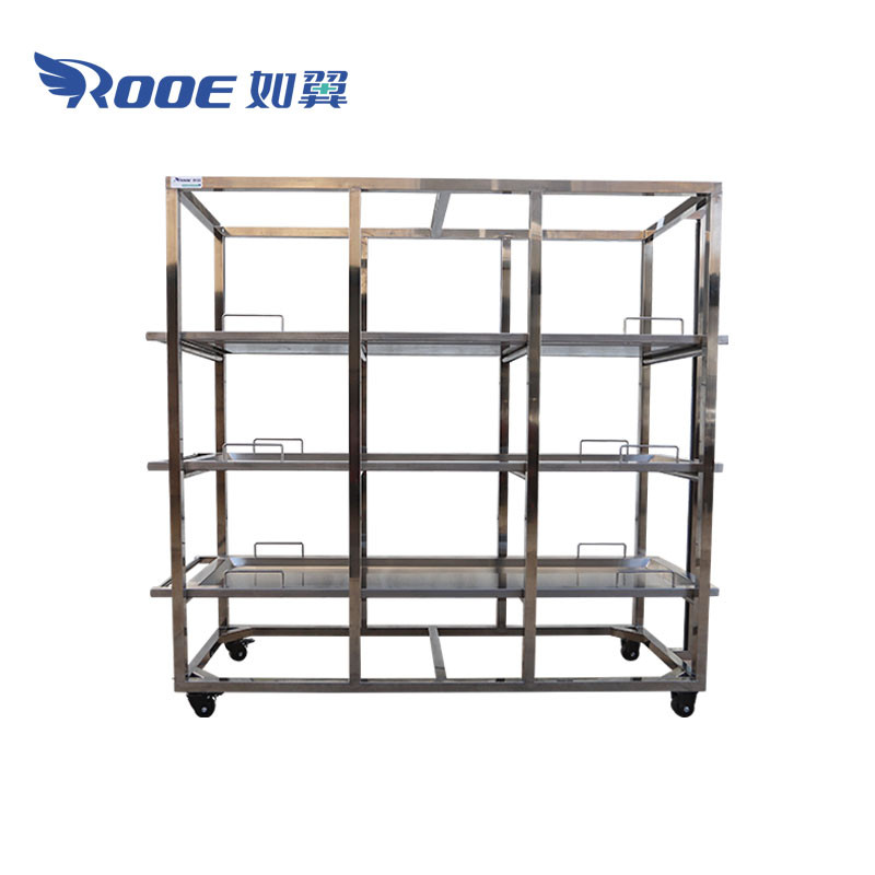 GA503S 3 Shelf Unit Coffin Rack  On wheels For Cool Room