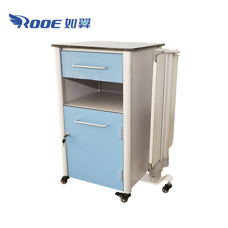 BC010E Plus Hospital Nightstand On Casters With Adjustable Bedside Table